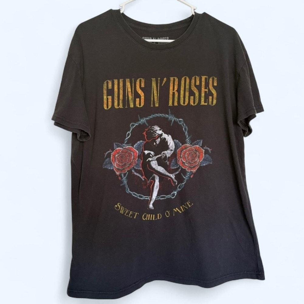 Guns N Roses Sweet Child O Mine Graphic T-Shirt Black Rock Band Tee Large